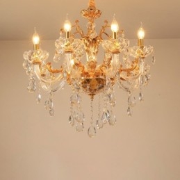 6 Light 8 Light Luxury Gold Color Crystal kynttilän kattokruunu