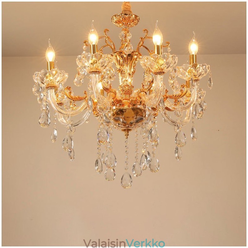 6 Light 8 Light Luxury Gold Color Crystal kynttilän kattokruunu