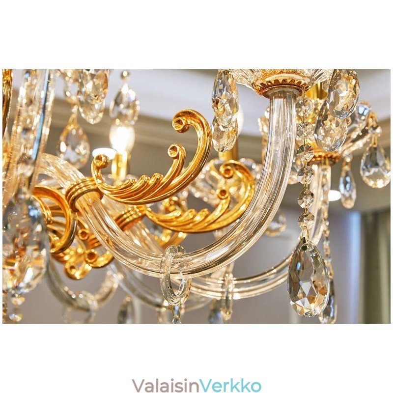 18 Kevyt kaksikerroksinen luksuskultainen kristallikynttiläkruunu