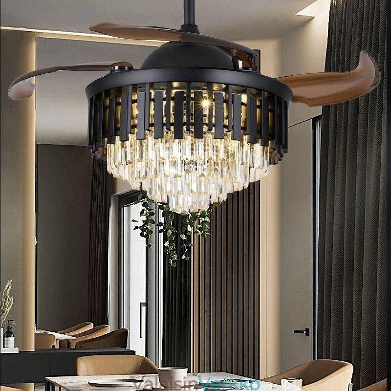 Sisäänvedettävä kattotuuletin Kevyt kristallikattotuuletin