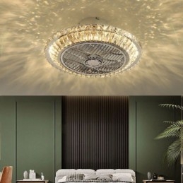 Crystal Ceiling Fan Light kultainen pyöreä kattolamppu