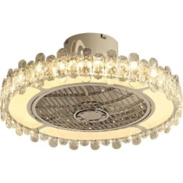 Crystal Ceiling Fan Light kultainen pyöreä kattolamppu