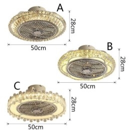Crystal Ceiling Fan Light kultainen pyöreä kattolamppu