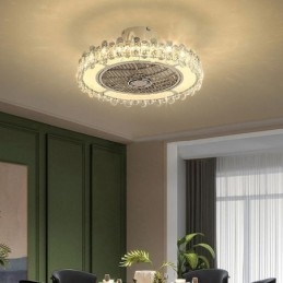 Crystal Ceiling Fan Light kultainen pyöreä kattolamppu