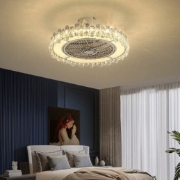 Crystal Ceiling Fan Light kultainen pyöreä kattolamppu