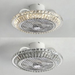 Crystal Ceiling Fan Light kultainen pyöreä kattolamppu