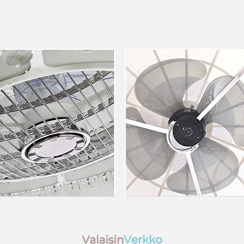 Crystal Ceiling Fan Light kultainen pyöreä kattolamppu