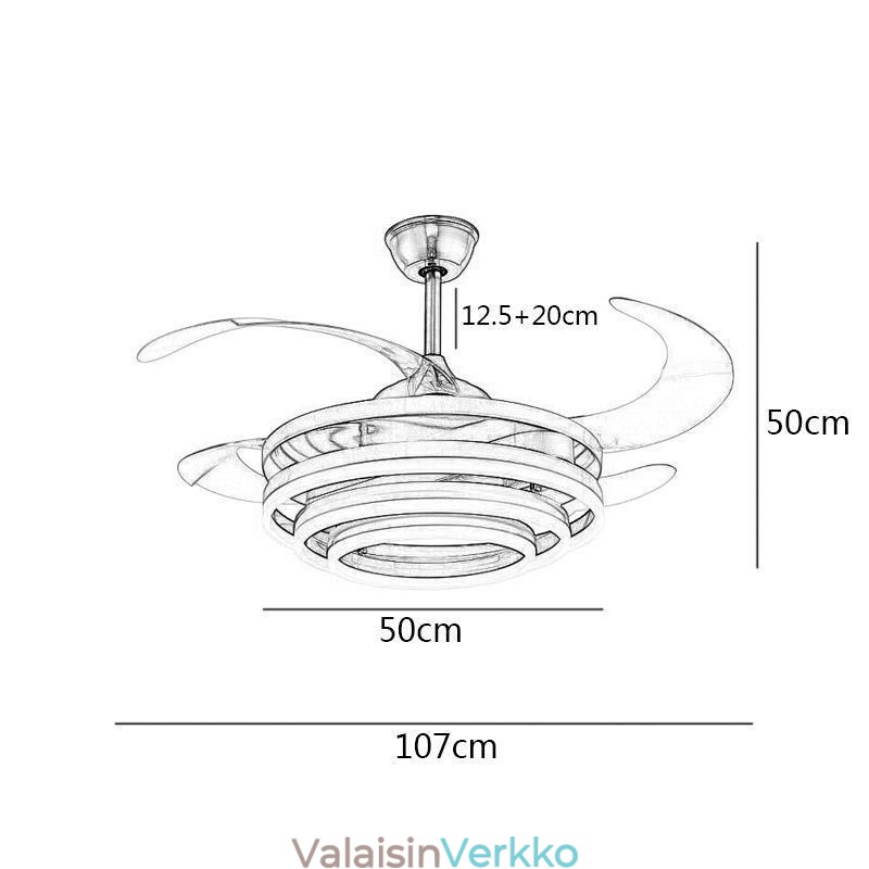 Luova invertterituulettimen kattokruunu tuuletinvalo