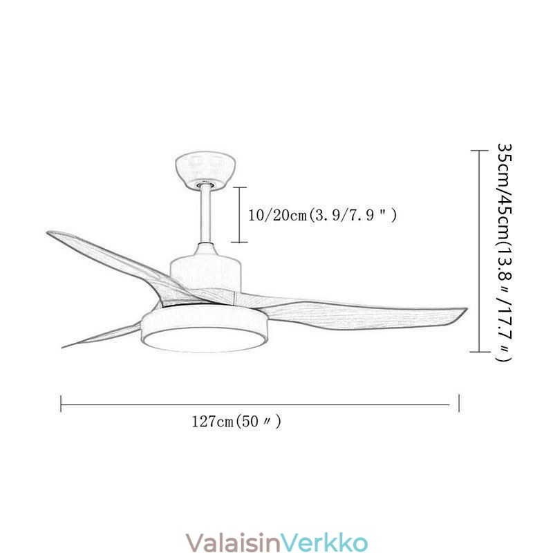 Kattotuuletin kaukosäätimellä 3 terää