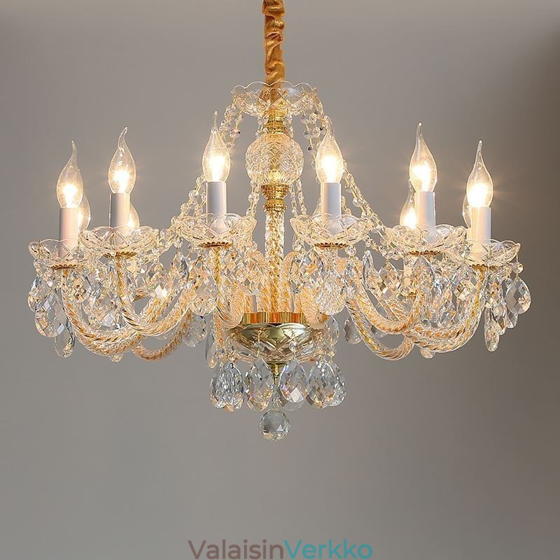 Läpinäkyvä kristallikruunu European Gold Body Luxury koristeellinen kattovalaisin
