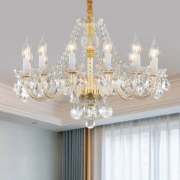 Läpinäkyvä kristallikruunu European Gold Body Luxury koristeellinen kattovalaisin