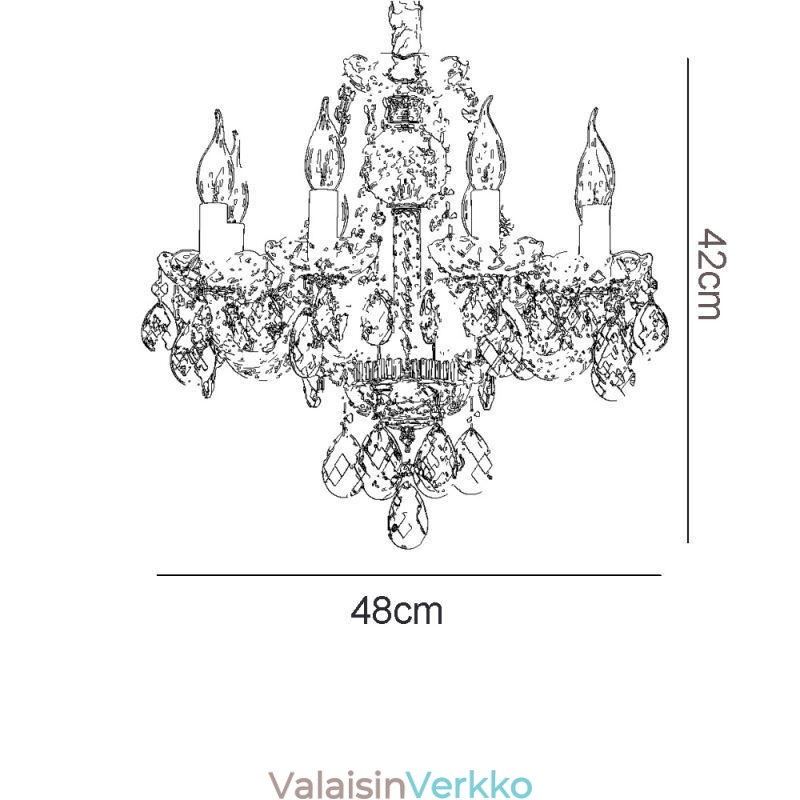 Eurooppalainen kirkas kristallikruunu lasilamppurunko 8 valoa kultainen kattolamppu