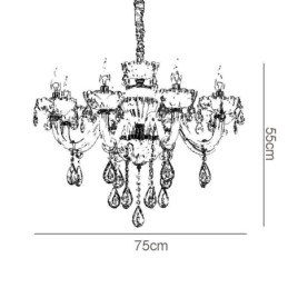 Silmiä hivelevä kristallikruunu eurooppalainen konjakkivärinen kattolamppu lasirunko 8 valoa