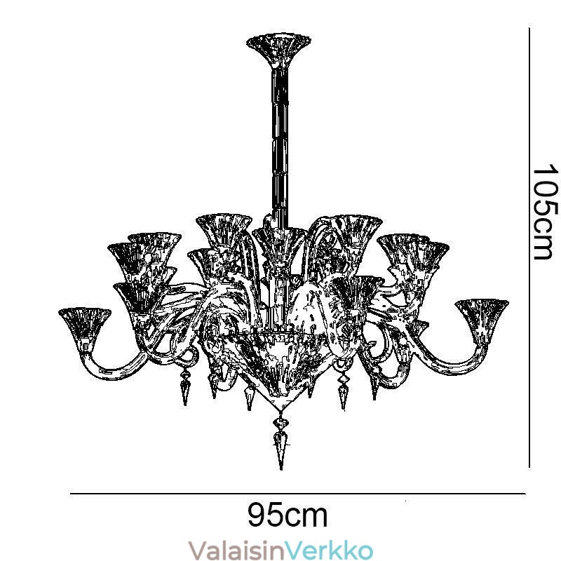 Eurooppalainen kristallikruunu koristeellinen kattovalaisin 12 valolla