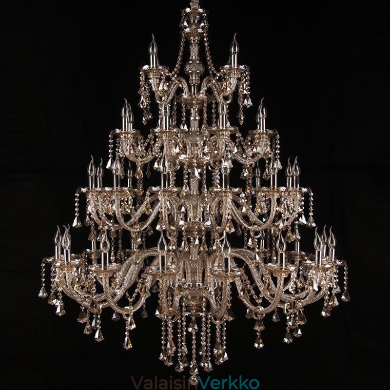 Eurooppalainen kristallikruunu konjakkivärinen kattovalaisin 40 valolla