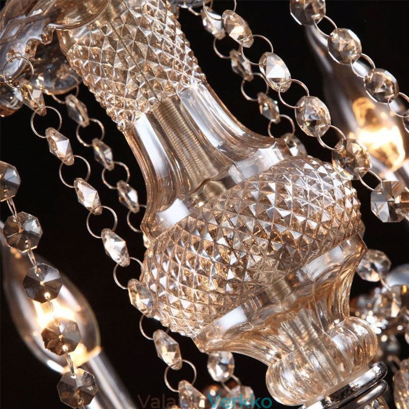 Eurooppalainen kristallikruunu konjakkivärinen kattovalaisin 40 valolla