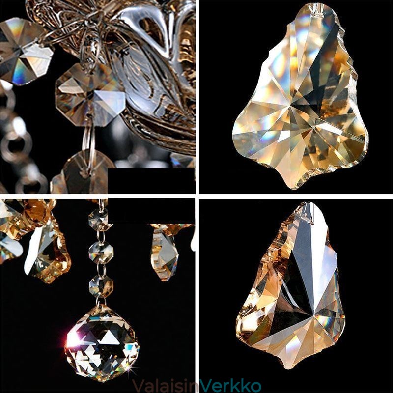 Eurooppalainen kristallikruunu konjakkivärinen kattovalaisin 40 valolla