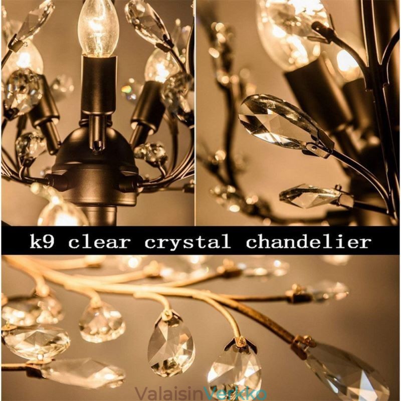 Musta Retro Kattokruunu Crystal Kattovalaisin