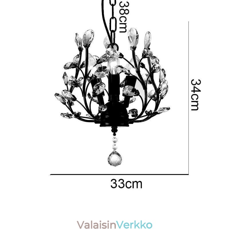 Musta Retro Kattokruunu Crystal Kattovalaisin