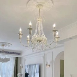 Nordic Crystal Chandelier Paint Craft Cream kattovalaisin