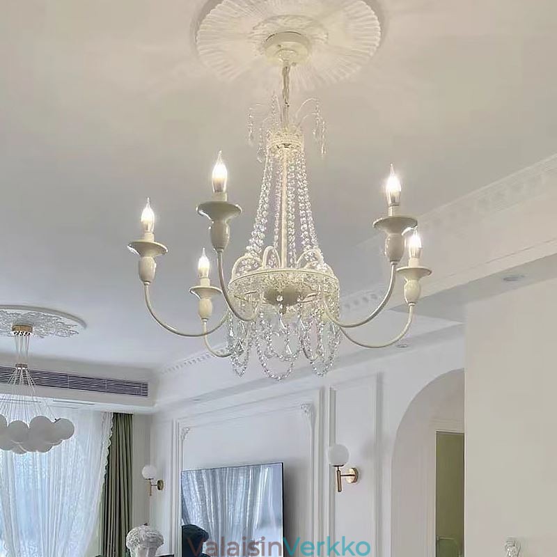 Nordic Crystal Chandelier Paint Craft Cream kattovalaisin