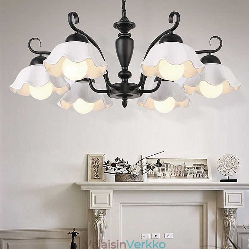 Nordic Iron Pendant Light kukka muotoinen lasinen lampunvarjostin kattokruunu