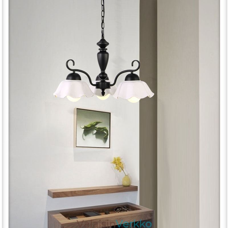 Nordic Iron Pendant Light kukka muotoinen lasinen lampunvarjostin kattokruunu