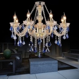 European Crystal Chandelier Luxury Riipus Vaaleansininen Riipus