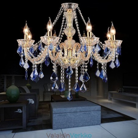 European Crystal Chandelier Luxury Riipus Vaaleansininen Riipus European Crystal Chandelier Luxury Riipus Vaaleansininen Riipus