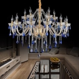 European Crystal Chandelier Luxury Riipus Vaaleansininen Riipus