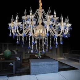 European Crystal Chandelier Luxury Riipus Vaaleansininen Riipus