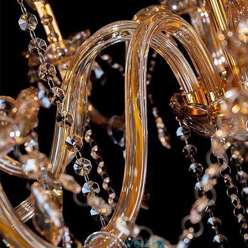 Eurooppalainen kristallikruunu Elegantti suuri riippuvalaisin Amber