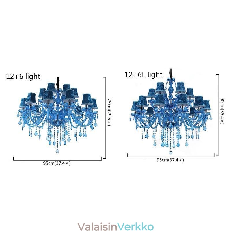Suuri kristallikruunu eurooppalainen riipus Vaaleansininen Väri Esteettinen