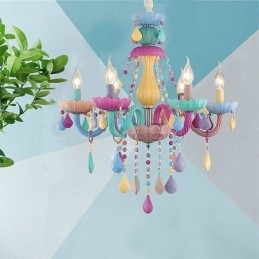 Eurooppalainen värikäs kristallikruunu Macaron-riippuvalaisin