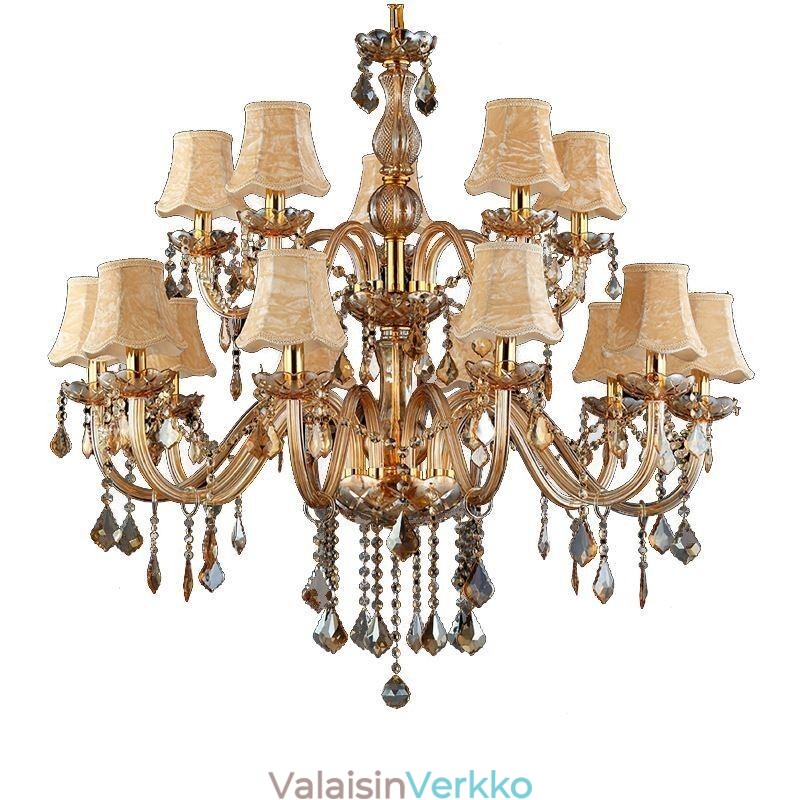 Suuri ja ylellinen kristallikruunu eurooppalainen meripihkanvärinen kattovalaisin