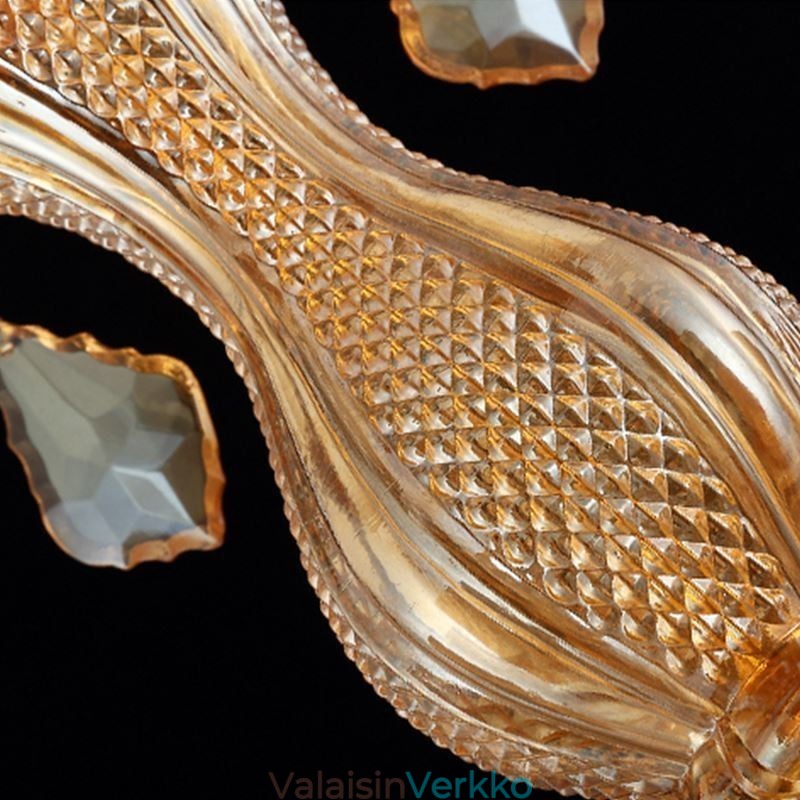 Suuri ja ylellinen kristallikruunu eurooppalainen meripihkanvärinen kattovalaisin