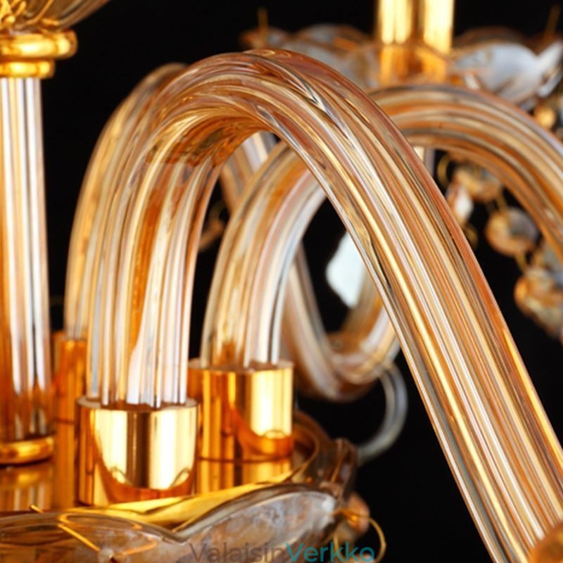 Suuri ja ylellinen kristallikruunu eurooppalainen meripihkanvärinen kattovalaisin