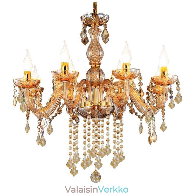 European Crystal Kattokruunu Tyylikäs meripihka valaisin