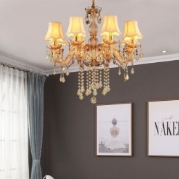European Crystal Kattokruunu Tyylikäs meripihka valaisin