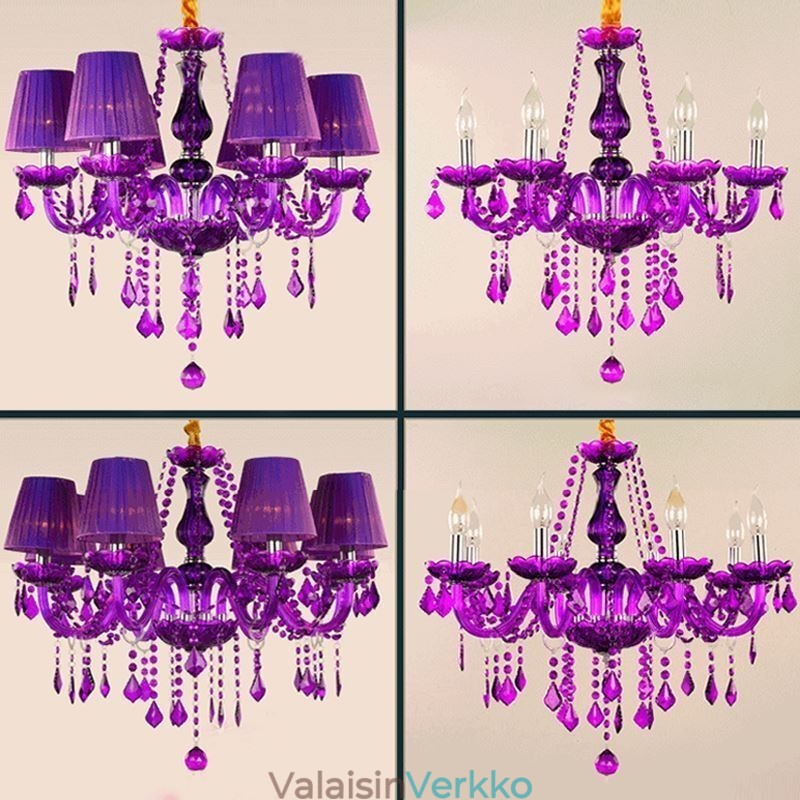 Tyylikäs kristallikruunu eurooppalaistyylinen violetti riippuvalaisin