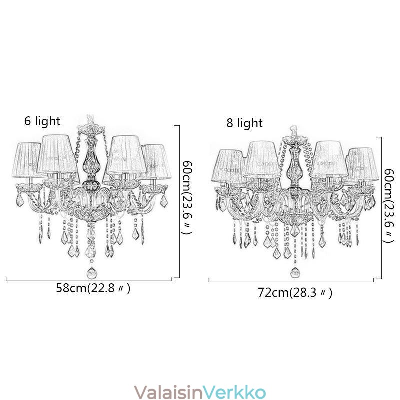 Tyylikäs kristallikruunu eurooppalaistyylinen violetti riippuvalaisin