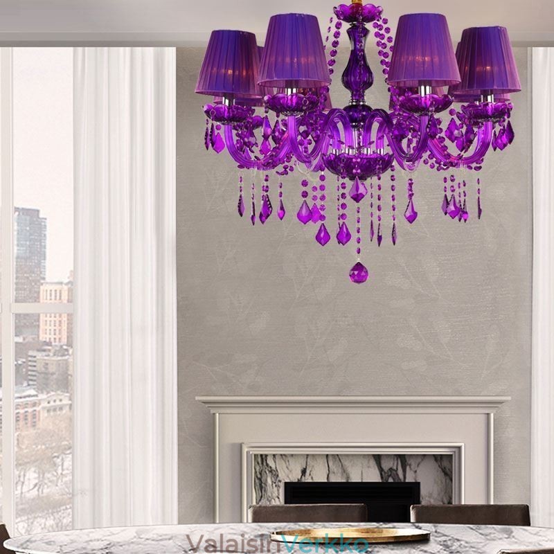 Tyylikäs kristallikruunu eurooppalaistyylinen violetti riippuvalaisin
