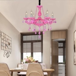 Eurooppalaistyylinen kristallikruunu vaaleanpunainen riippuvalaisin romanttinen
