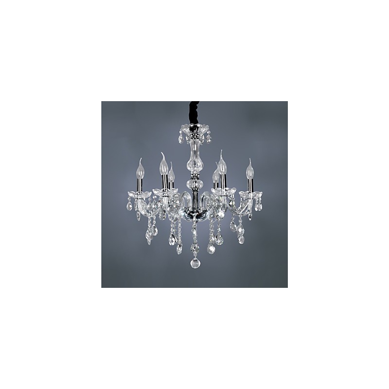 Tyylikäs kristallikruunu 6 valolla