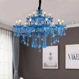 Elegantti kristallikruunu eurooppalainen sininen riippuvalaisin