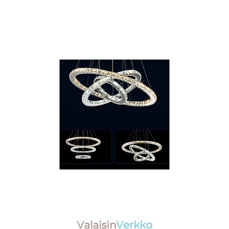Riippuvalaisimet Amber ja Clear K9 Crystal Kattokruunu Valaistus 3 renkaalla