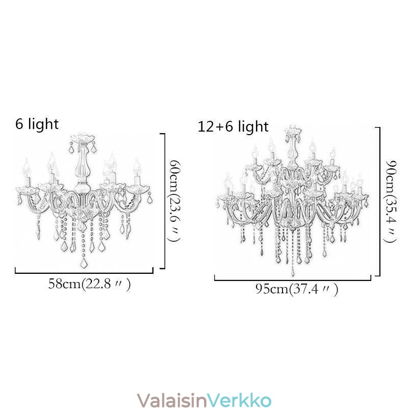 Tyylikäs kristallikruunu eurooppalainen suuri riippuvalaisin