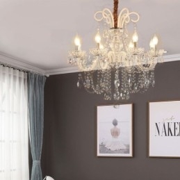 Tyylikäs kristallikruunu eurooppalainen valkoinen riipusvalo