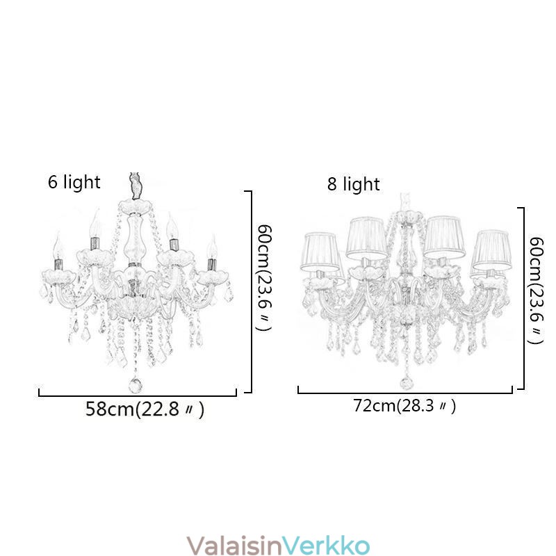 Creative Crystal Chandelier eurooppalainen tyylikäs riippuvalaisin