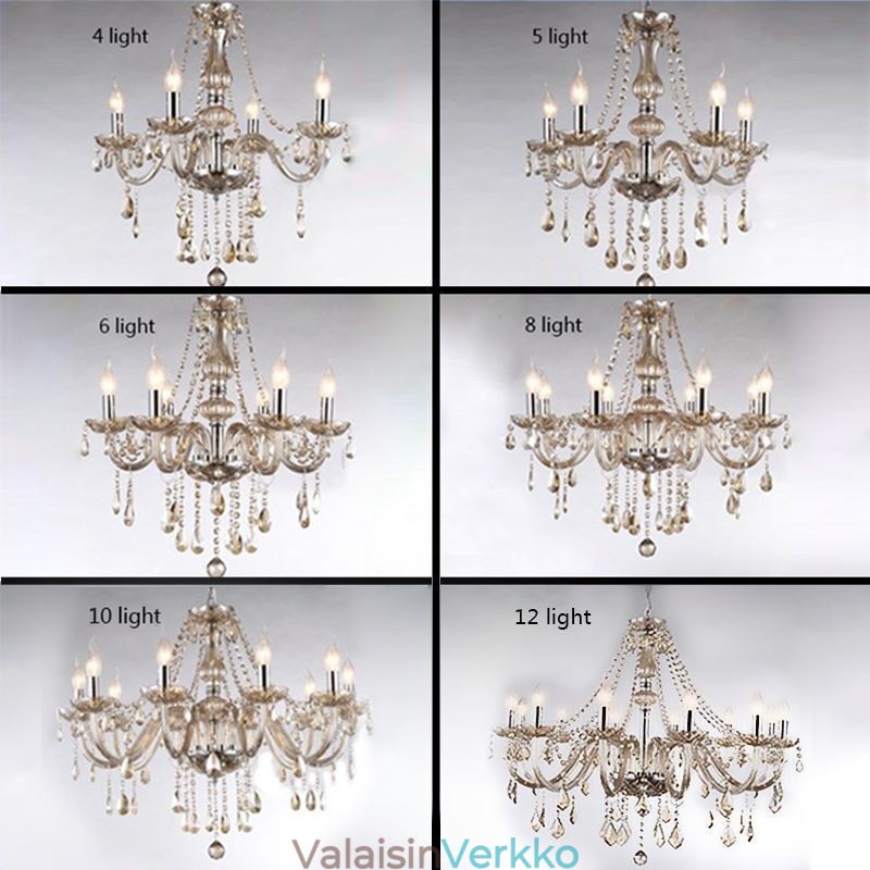 Crystal Chandelier eurooppalainen konjakkivärinen lasiriippuvalaisin